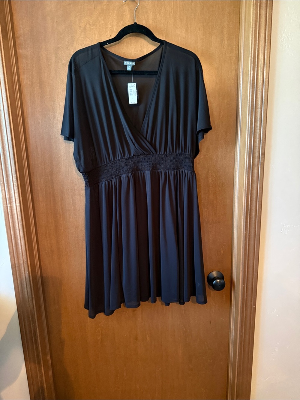torrid Black Semi sheer V-Neck Smocked-Waist Swim Coverup